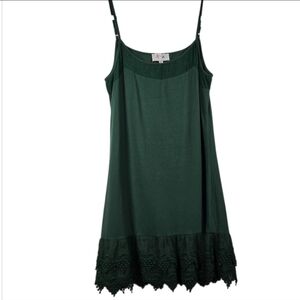 Aria Handmade Green Cotton Stretch Lace Trim Cami Slip Tank Dress Size Medium